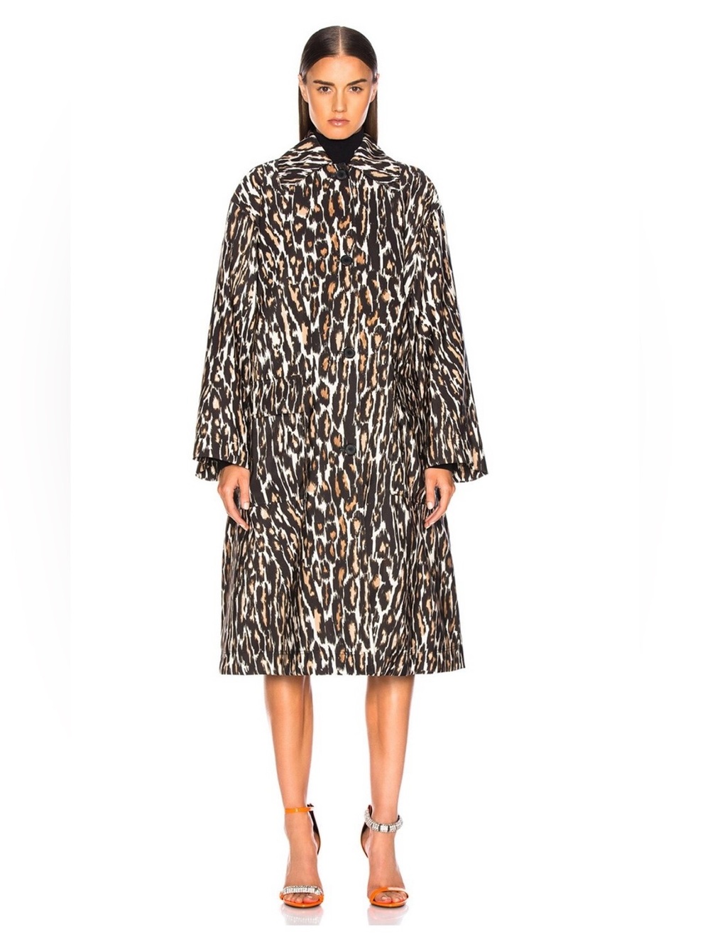 Calvin Klein 205W39NYC Fall 2018 Runway Oversized Leopard Print  Swing Midi Coat